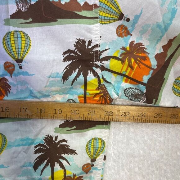 Coachella Music Festival Multicolor Hot Air Balloon Cotton Button Up Shirt Large - Picture 7 of 8